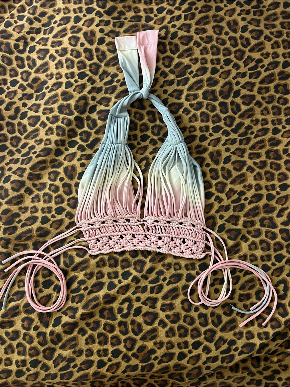 Ceval Pink & Blue Ombré Halter Top